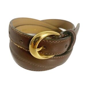 Dexter Leather Belt with Man Made Lining Gold Toned Hardware Rounded Belt Buckle